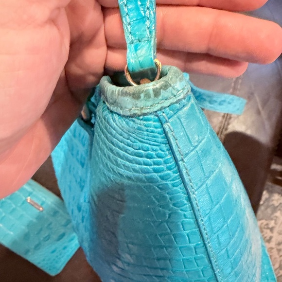Brahmin Turquoise Croco-Embossed Tote with Matching Wallet - Picture 7 of 15